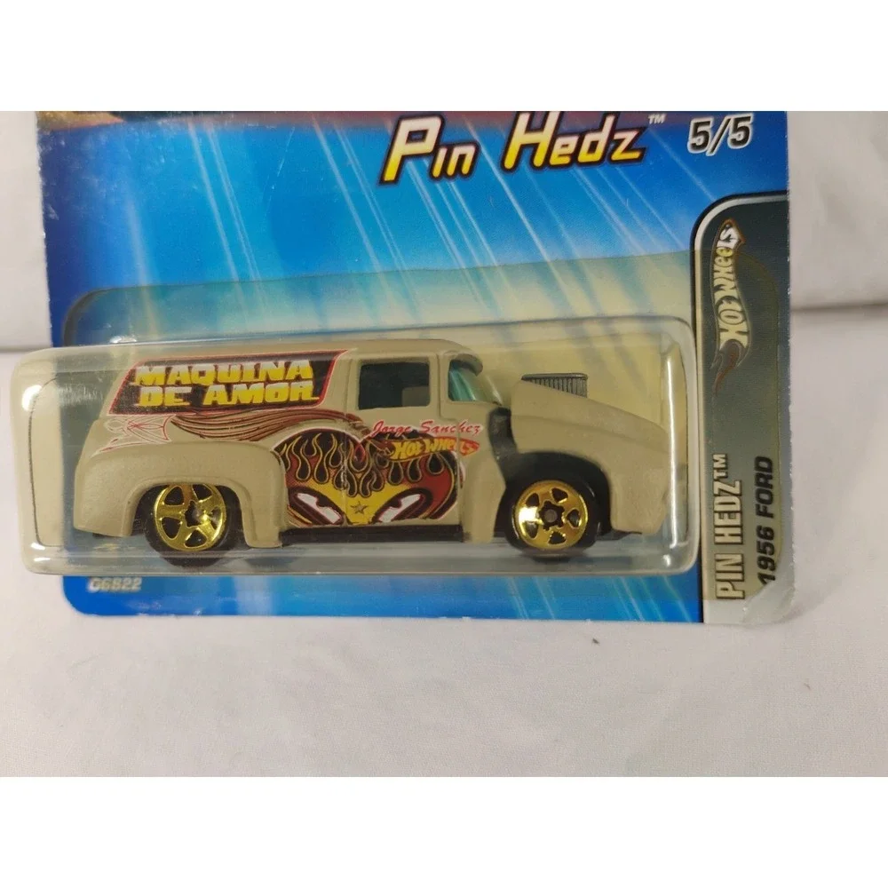 2005 Hot Wheels #95 Pin Hedz 5/5 1956 FORD Primer Gray‎ w/Gold 5 Spoke Wheels